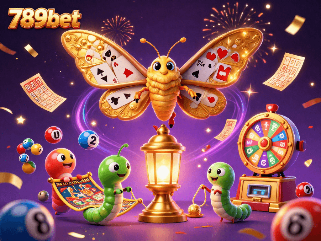 Experience vibrant gameplay at 789bet with a dazzling scene filled with lottery balls and casino elements.