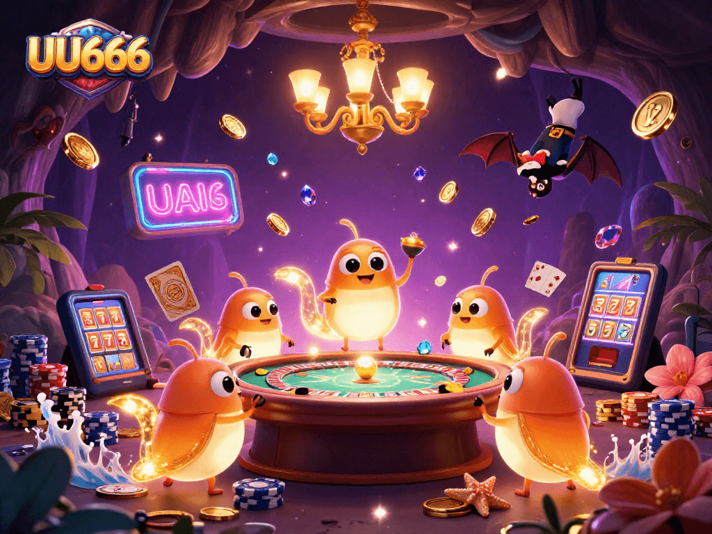 Experience the excitement at UU666 with our dazzling cave casino featuring glowworms and a bat dealer.