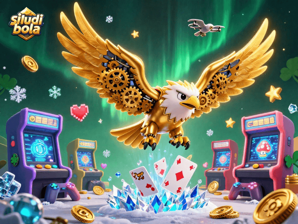 Engage with exciting betting opportunities at situs judi bola, illustrated by dynamic characters and casino elements in 3D.