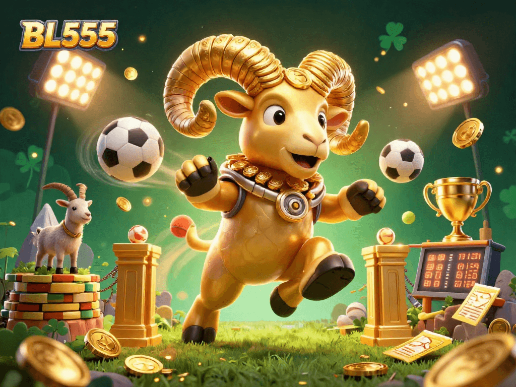 Engage in thrilling action at BL555 with dynamic sports elements and captivating golden visuals.