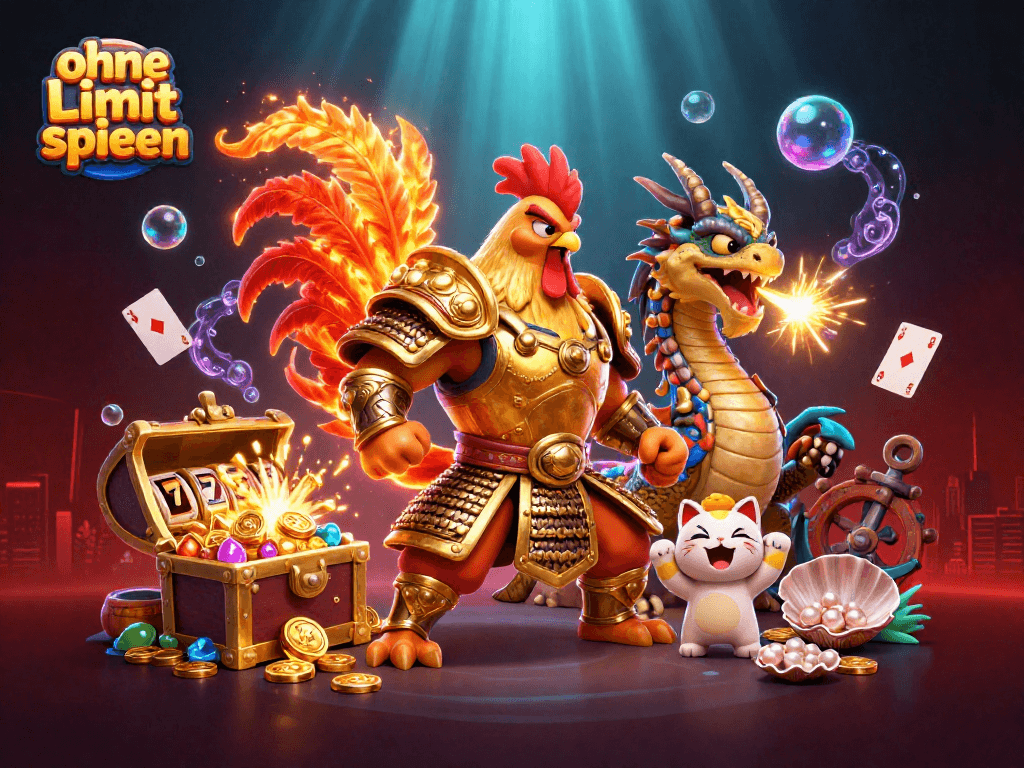 Engage in exciting action with ohne Limit spielen, featuring dynamic characters and iconic casino elements.