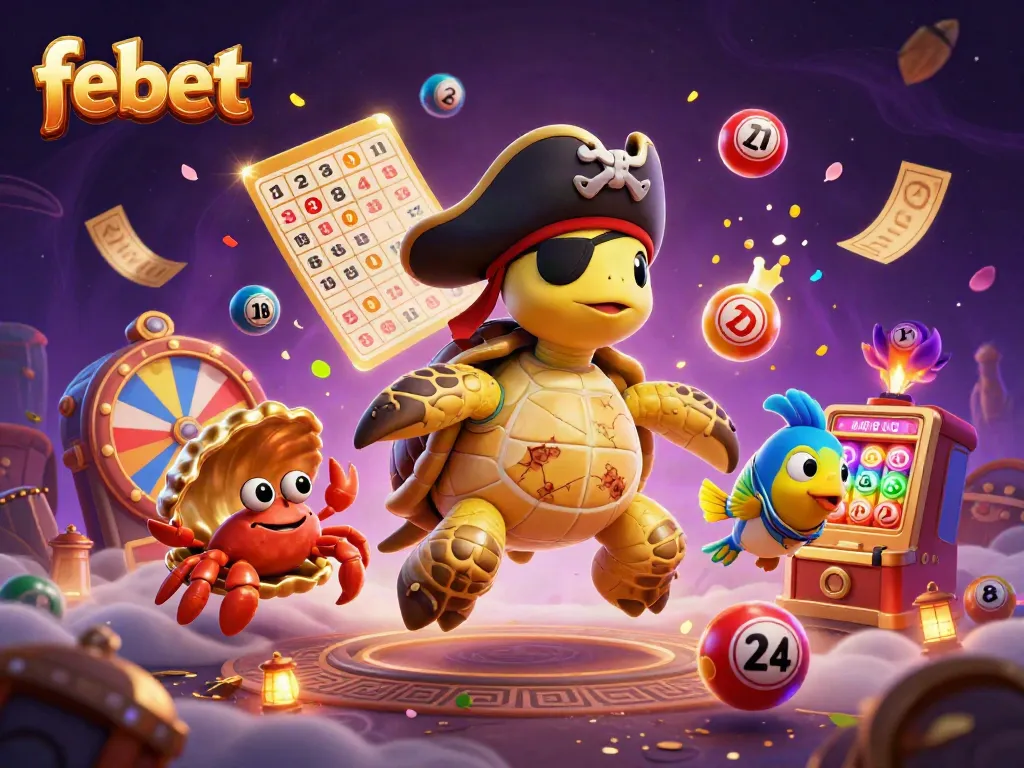 Experience thrilling gameplay at febet with vibrant lottery elements and energetic casino characters.