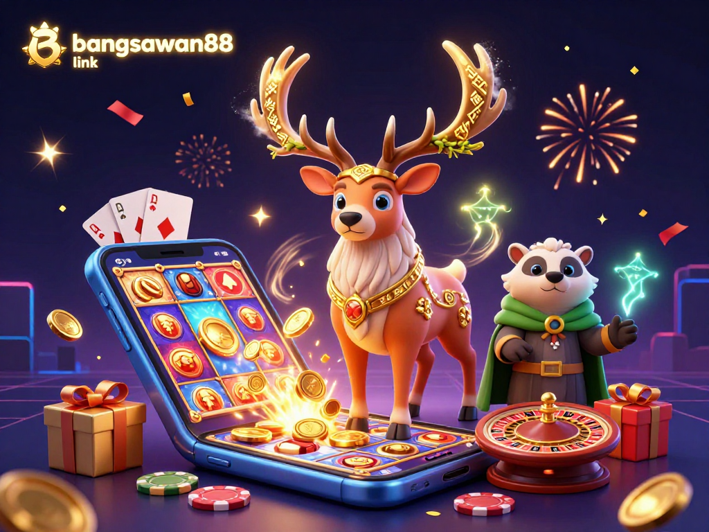 Bets and wins come to life in this vibrant scene featuring bangsawan88 link, with enchanting characters and game elements.