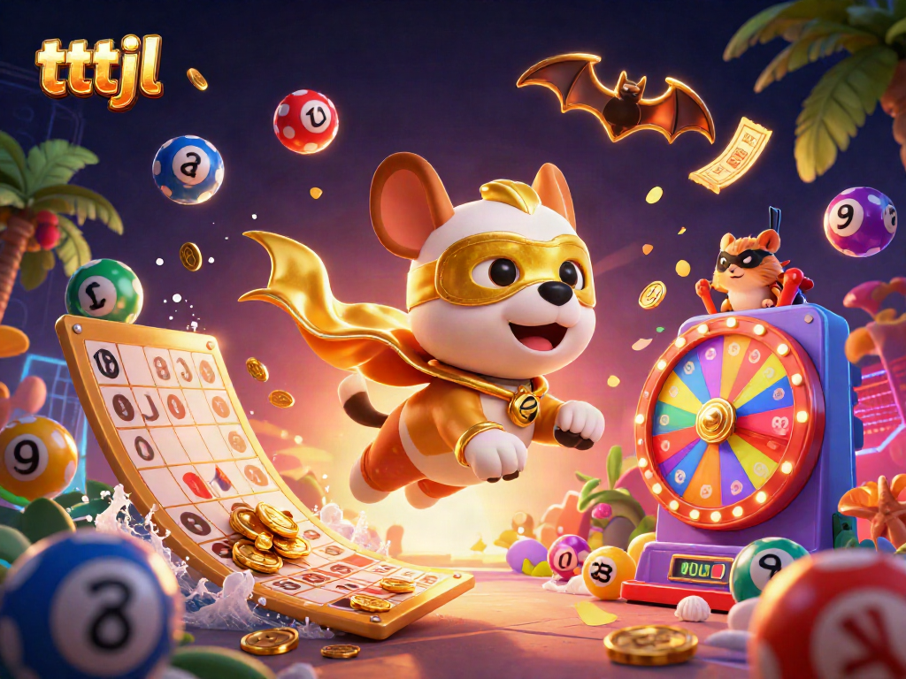 Engage with tttjl's exciting gambling elements in a vibrant 3D casino-themed illustration.