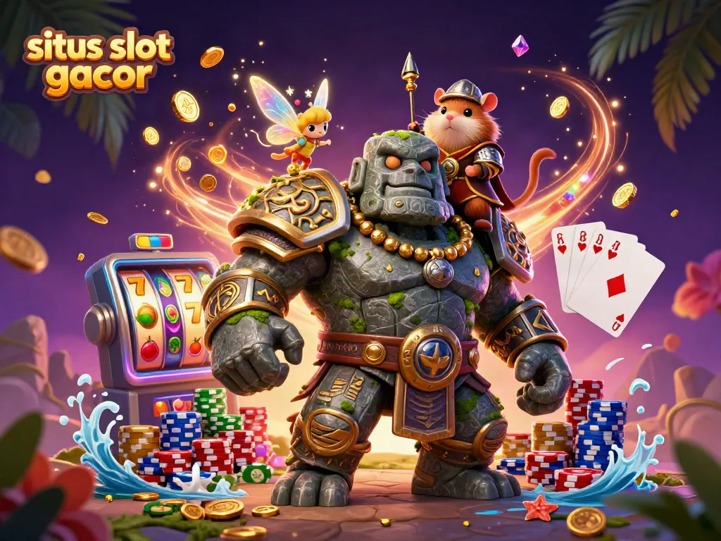 Win big at situs slot gacor surrounded by magical characters and sparkling casino elements.
