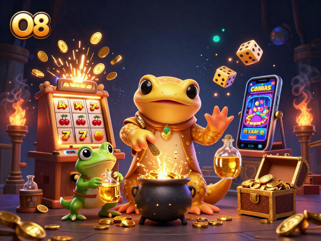 O8 leads the way in casinos with a golden alchemist and dynamic gaming elements in action.