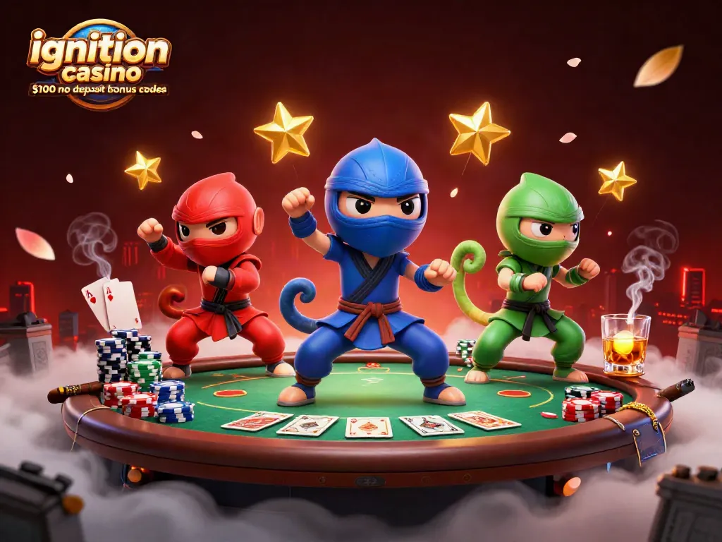 Experience the ignition casino $100 no deposit bonus codes with animated chameleon ninjas in a dynamic poker scene.