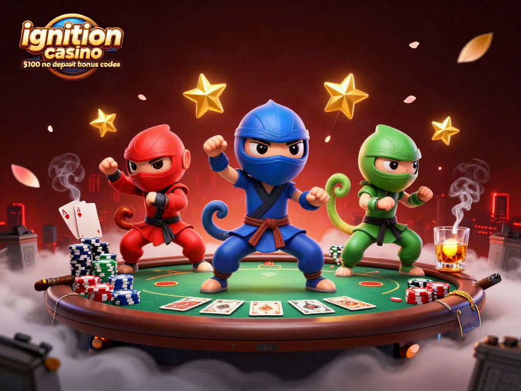 Experience the ignition casino $100 no deposit bonus codes with animated chameleon ninjas in a dynamic poker scene.