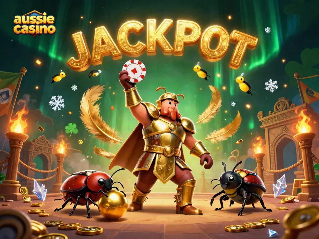 Experience thrilling games at aussie casino featuring vibrant characters and casino motifs.