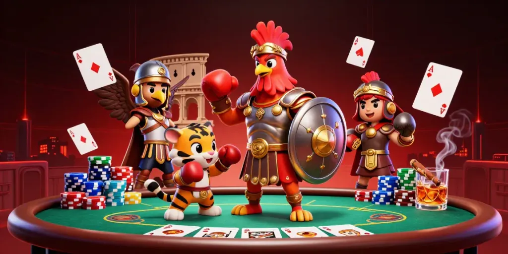 Mengakses cairhoki login di arena kasino dengan karakter unik dan elemen permainan.