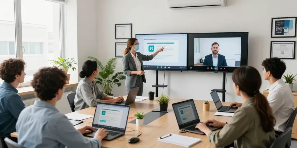 NVQ Level 6 in Saudi Arabia training session with diverse professionals in a virtual classroom.