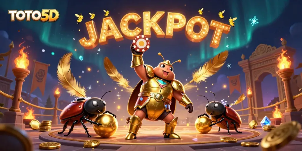Engage with TOTO5D as cartoon heroes celebrate a jackpot victory in an enchanting casino world.