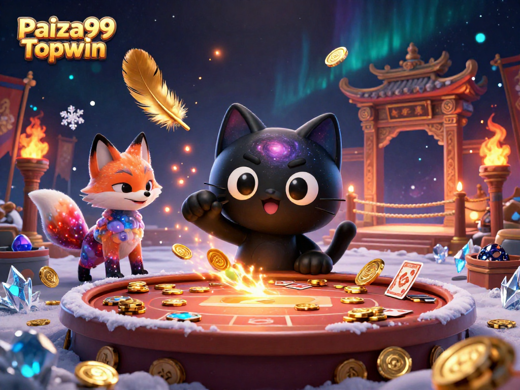 Engage with the cosmic gaming scene at Paiza99 Topwin, featuring thrilling casino elements and vibrant characters.