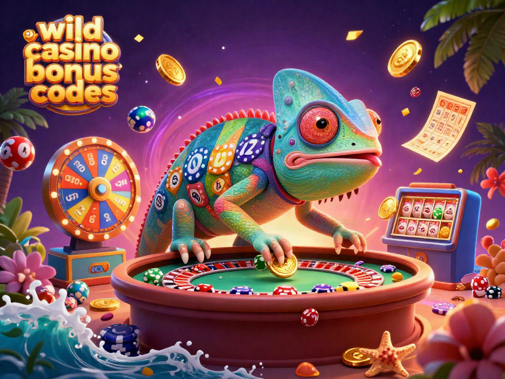 Discover exciting wild casino bonus codes while enjoying vibrant gaming elements and energetic scenes.
