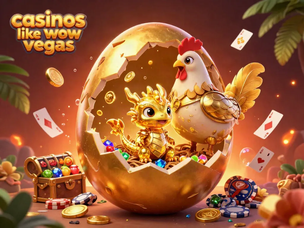 Spin for fun at casinos like wow vegas with a golden dragon and treasure-filled scene.