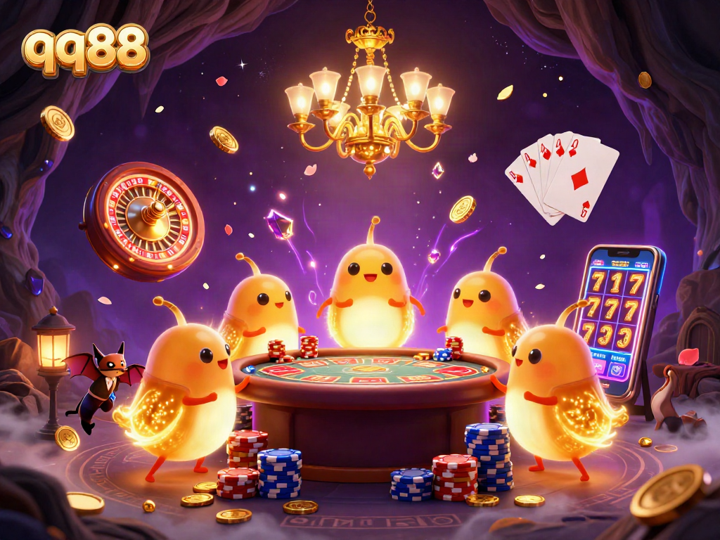 Experience thrilling gameplay at qq88 with a vibrant casino scene filled with glowworms and dynamic elements.