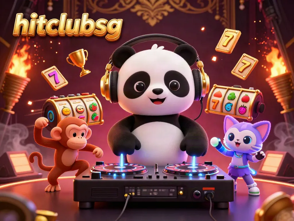 Hitclubsg offers exciting jackpot spins with vibrant characters in a lively casino atmosphere.