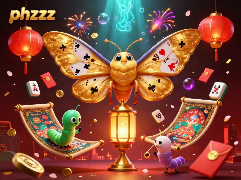 Experience the vibrant world of phzzz with a majestic moth and dynamic casino scenes in 3D.
