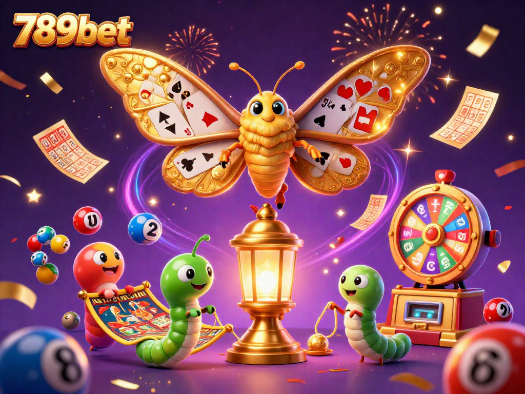 Experience vibrant gameplay at 789bet with a dazzling scene filled with lottery balls and casino elements.