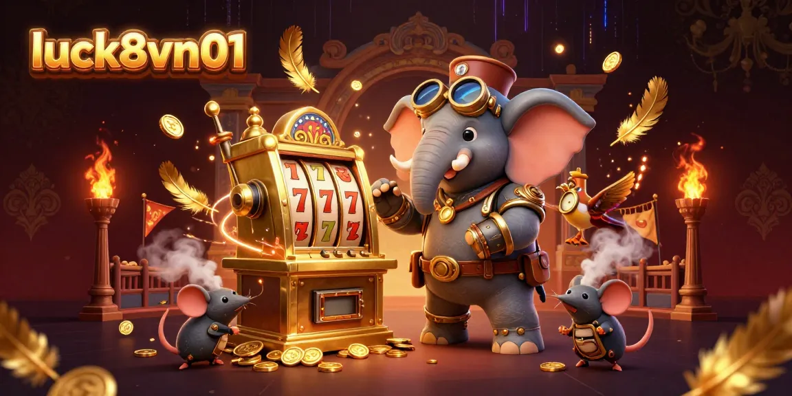 Experience thrilling jackpot wins at luck8vn01 with steampunk characters battling amidst vibrant casino elements.