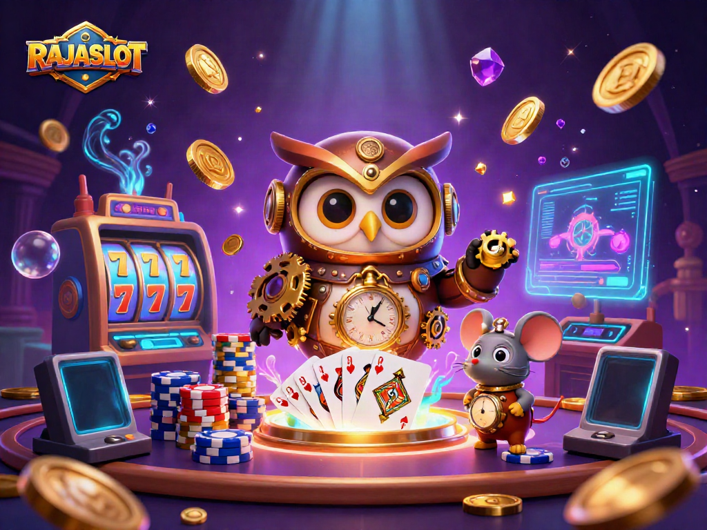RAJASLOT menghadirkan pengalaman bermain slot dengan desain karakter unik dan elemen kasino yang menarik.