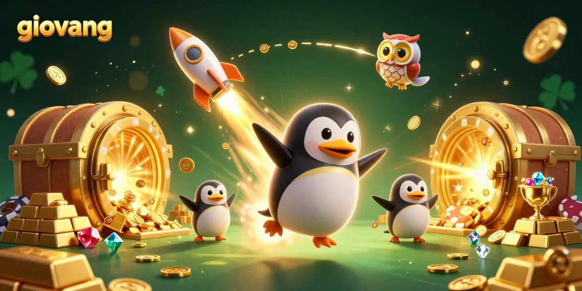Engage with giovang through a vibrant casino-themed 3D illustration showcasing adventure and winning opportunities.