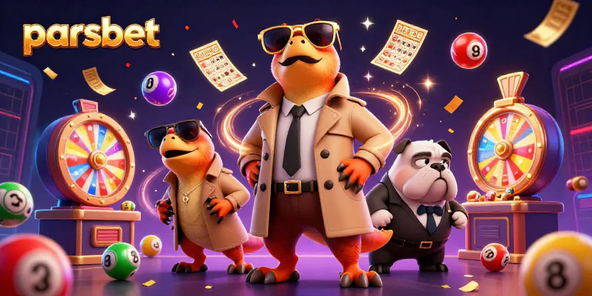 Parsbet casino eğlencesini temsil eden raptorlar ve bouncer ile zengin dekorasyon.