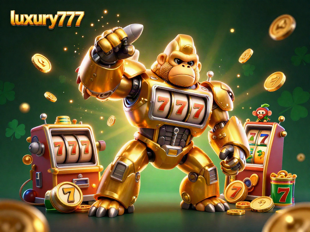 Menghadapi keberuntungan dengan luxury777 sambil menjatuhkan jackpot dan simbol keberuntungan di kasino