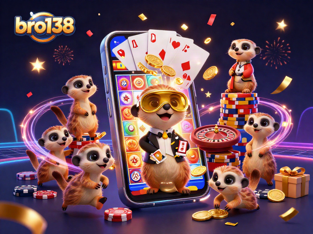Engage with bro138 through a lively casino scene where meerkats run the exciting gaming operations.