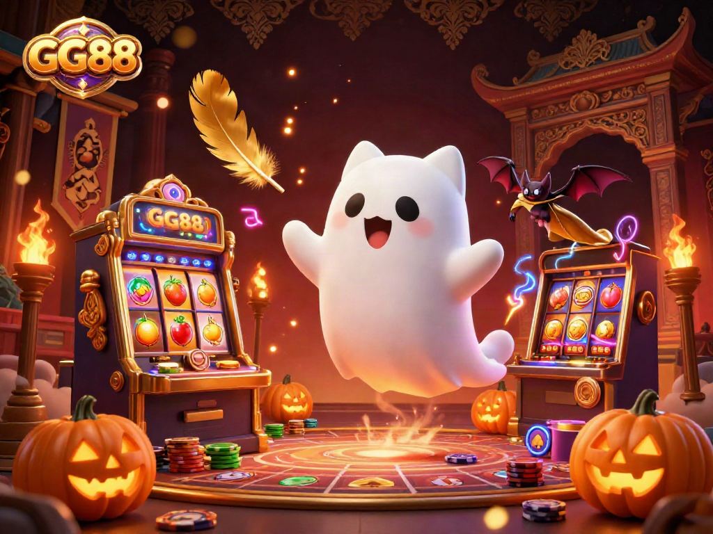 Play exciting slots at GG88 with vibrant characters and glowing casino elements, creating a magical experience.
