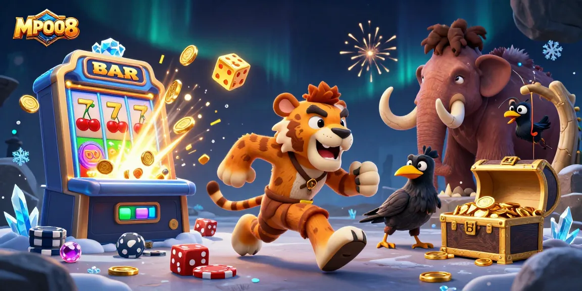 MPO08 offers thrilling gameplay with vibrant slot machines and engaging characters in a lively casino scene.