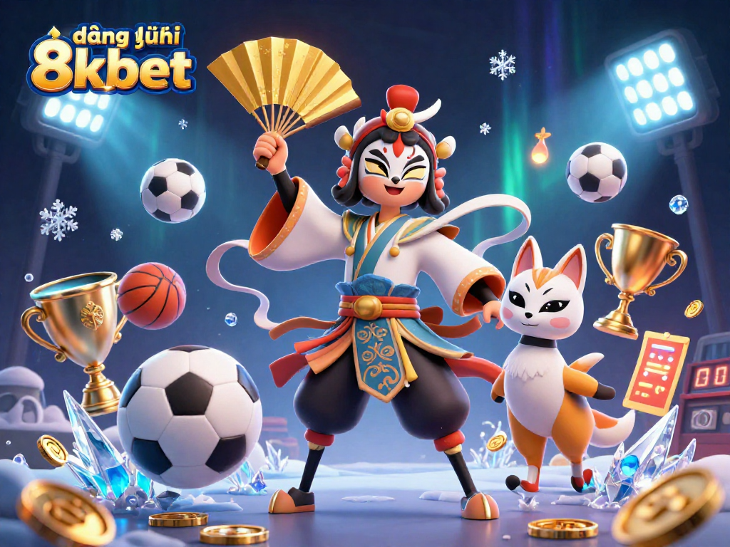 Engage with đăng ký 8kbet for exciting sports betting experiences featuring a kabuki warrior and dynamic sports elements.