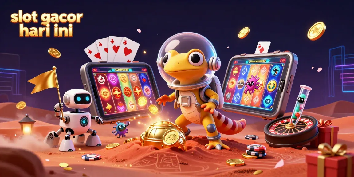 Engage with slot gacor hari ini in a vibrant scene with alien characters and casino elements.
