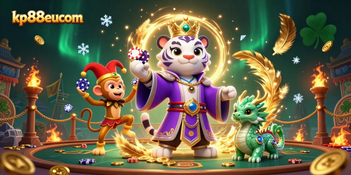 Engage with thrilling betting action at kp88eucom amidst a vibrant casino scene featuring lively characters.