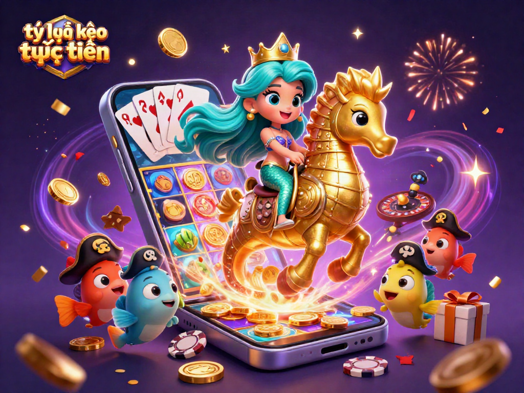 Captivate with tỷ lệ kèo trực tuyến, featuring a mermaid princess in a vibrant casino scene.