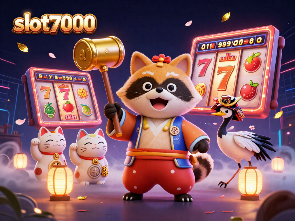 Spin the reels with slot7000, featuring a cheerful tanuki, crane companion, and luck-bringing cats.