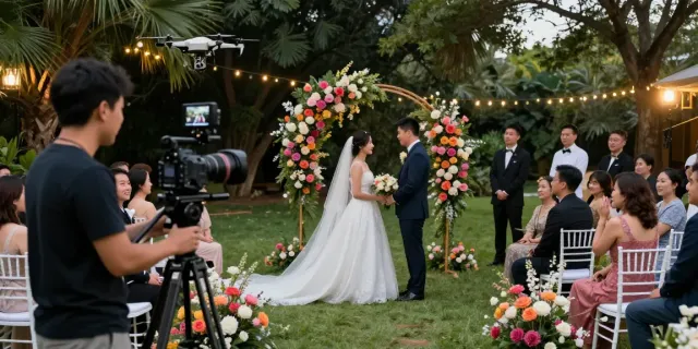 Videografi pernikahan oleh nagawin77 dengan momen indah dan dekorasi bunga yang elegan.