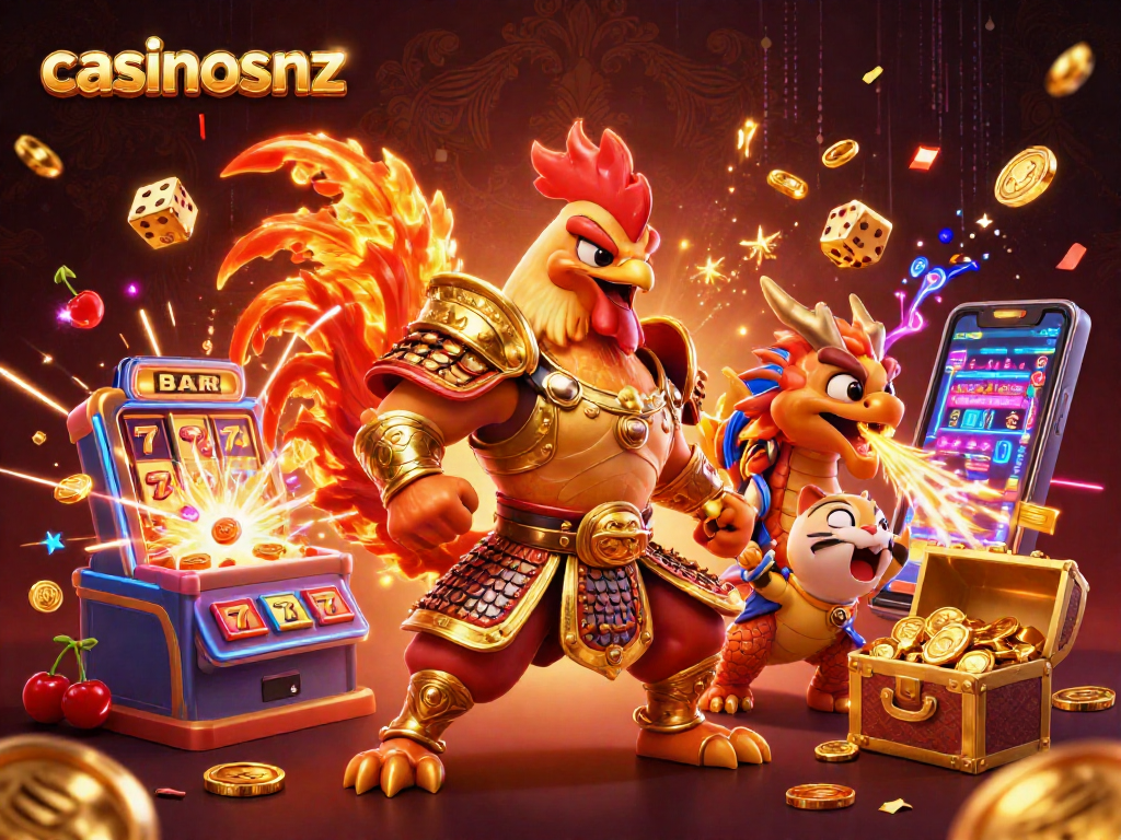 Engage with casinosnz and enjoy a thrilling burst of vibrant casino elements and characters!