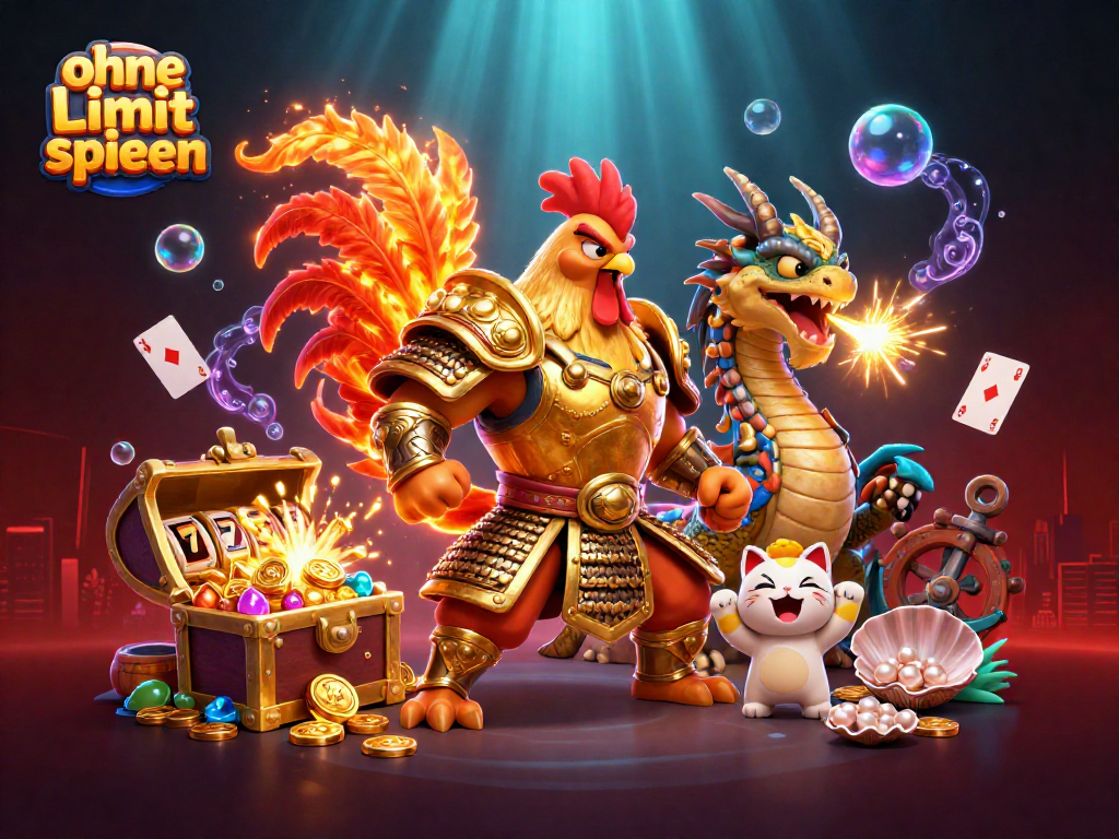 Engage in exciting action with ohne Limit spielen, featuring dynamic characters and iconic casino elements.