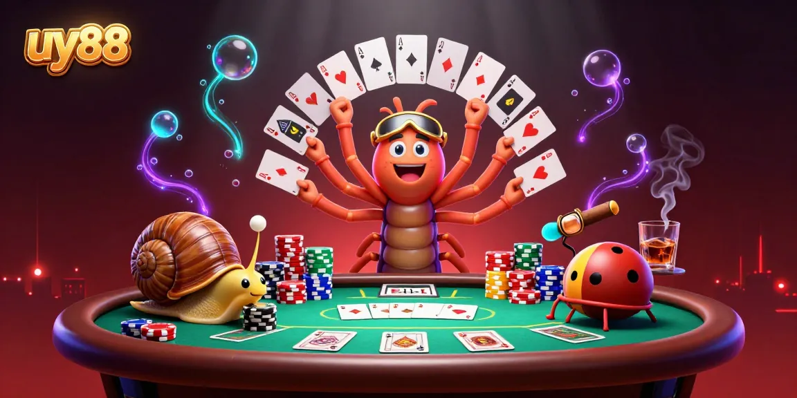 Engage with the thrilling uy88 casino experience as a millipede dealer showcases cards alongside high-rolling characters.