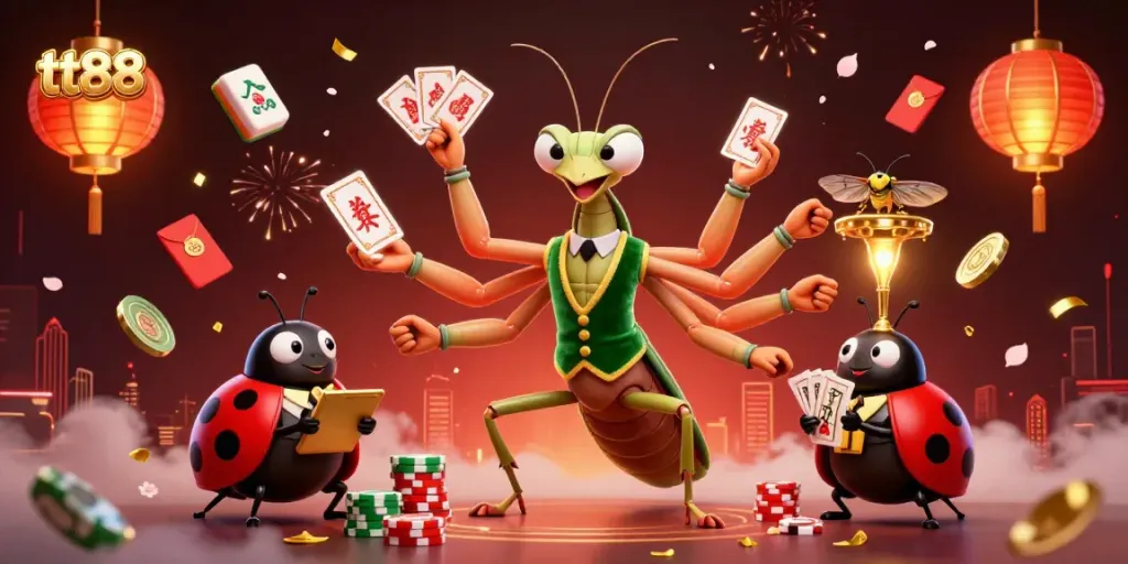 Engage in thrilling gaming at tt88 with giant mantis card sharp and ladybug pit boss.
