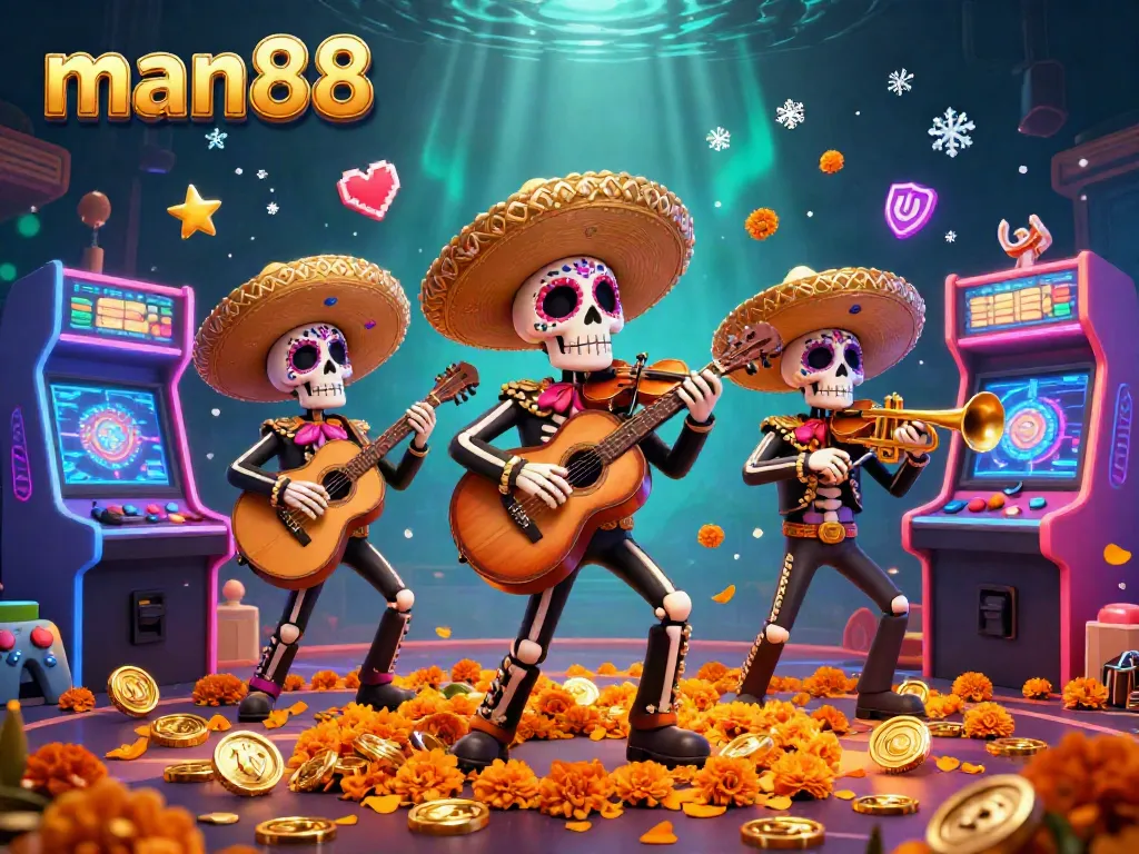 Experience the vibrant casino excitement of man88 with mariachi band members celebrating the thrill of gaming.