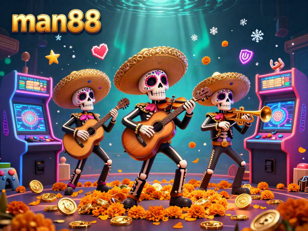 Experience the vibrant casino excitement of man88 with mariachi band members celebrating the thrill of gaming.