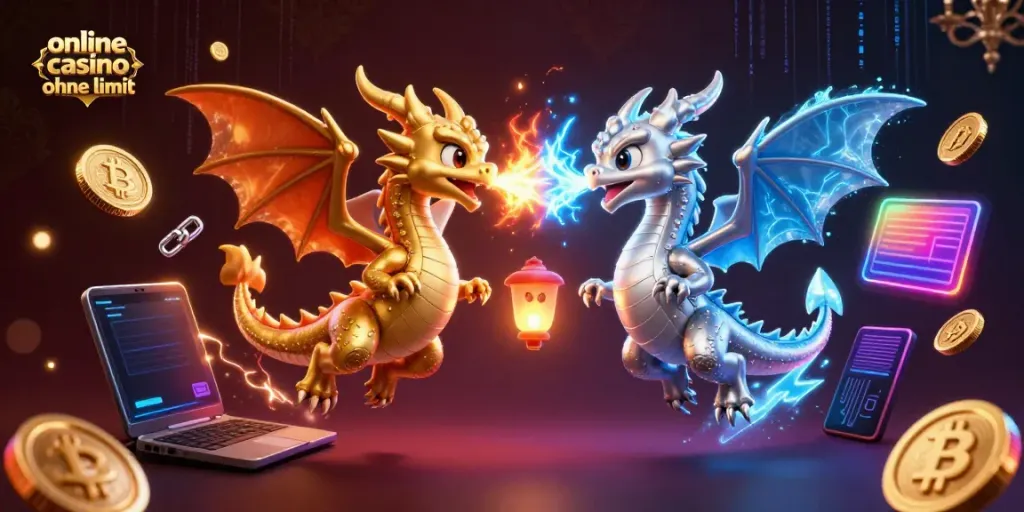 Experience thrilling gameplay in an online casino ohne limit with vibrant fantasy dragons and crypto elements.