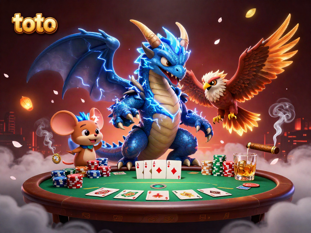 Engage with toto excitement at a dynamic poker scene featuring vibrant characters and action.