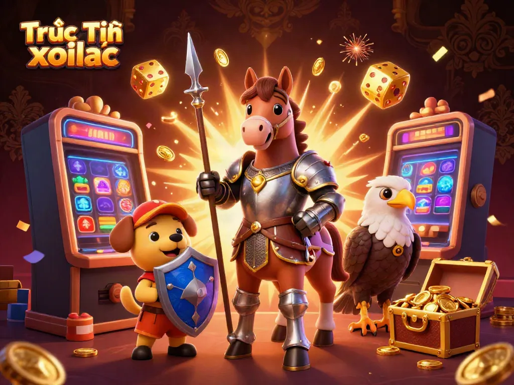 Experience thrilling action with Trực Tiếp xoilac, showcasing medieval characters amidst dynamic casino elements.