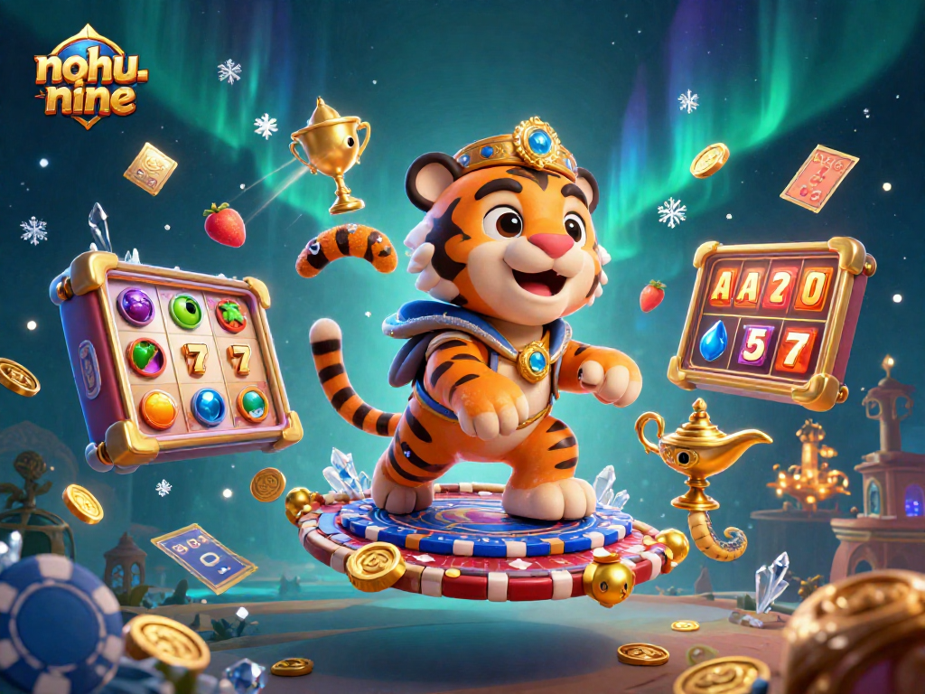 Experience thrilling nohu-nine gaming with an Arabian Nights-themed casino scene packed with slots excitement.