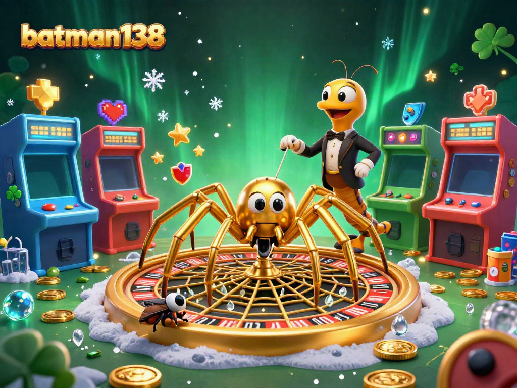 Experience exhilarating bets at batman138, highlighted by a spider’s roulette web and dynamic game elements.