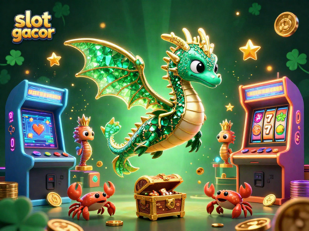Slot gacor mengintegrasikan mesin slot dan simbol keberuntungan dalam ilustrasi digital tiga dimensi yang menarik.